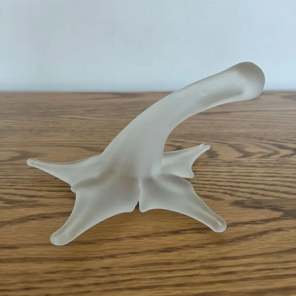 Vintage Frosted Art Glass Lily Flower Sculpture Satin Finish Floral Home Decor